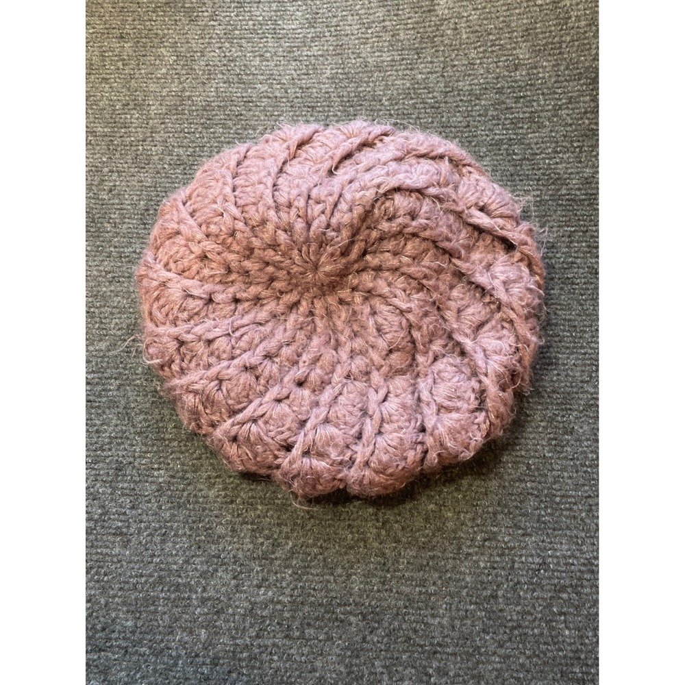 Lids Dusty Mauve Chunky Knit Crochet Beret Slouchy Tam Hat Fuzzy Boho Rosewood